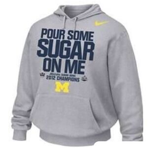 Nike Michigan Wolverines Sugar Bowl 2012 Champions Hoodie Mens L Gray